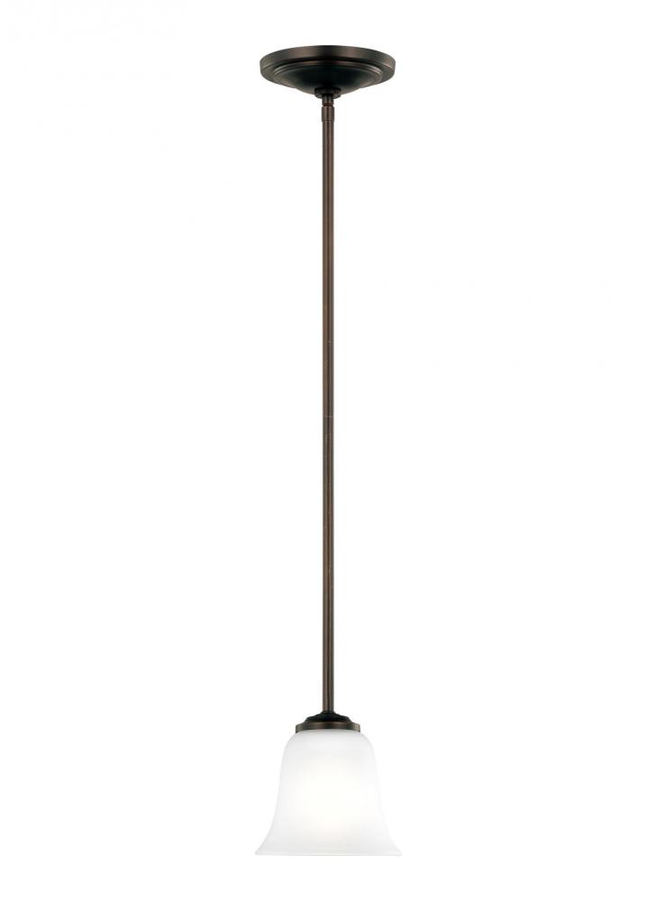 Emmons traditional 1-light indoor dimmable ceiling hanging single pendant light in bronze finish wit