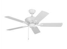 Generation Lighting 5LDO44RZW - Linden 44'' traditional indoor/outdoor matte white ceiling fan with reversible motor