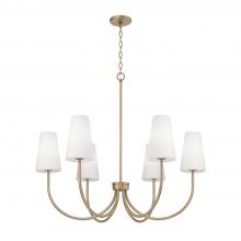 Capital 455261AD-550 - 6-Light Transitional Chandelier in Aged Brass with Tapered Soft White Glass