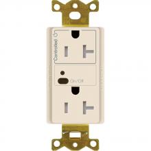 Lutron Electronics CAR2S-20-STR-LA - 20A SPLIT RF RECEPTACLE LIGHT ALMOND