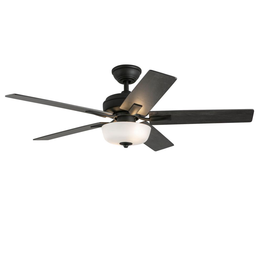 Erikson 52-in Matte Black FAN + LED KIT with Bulb Ceiling Fan