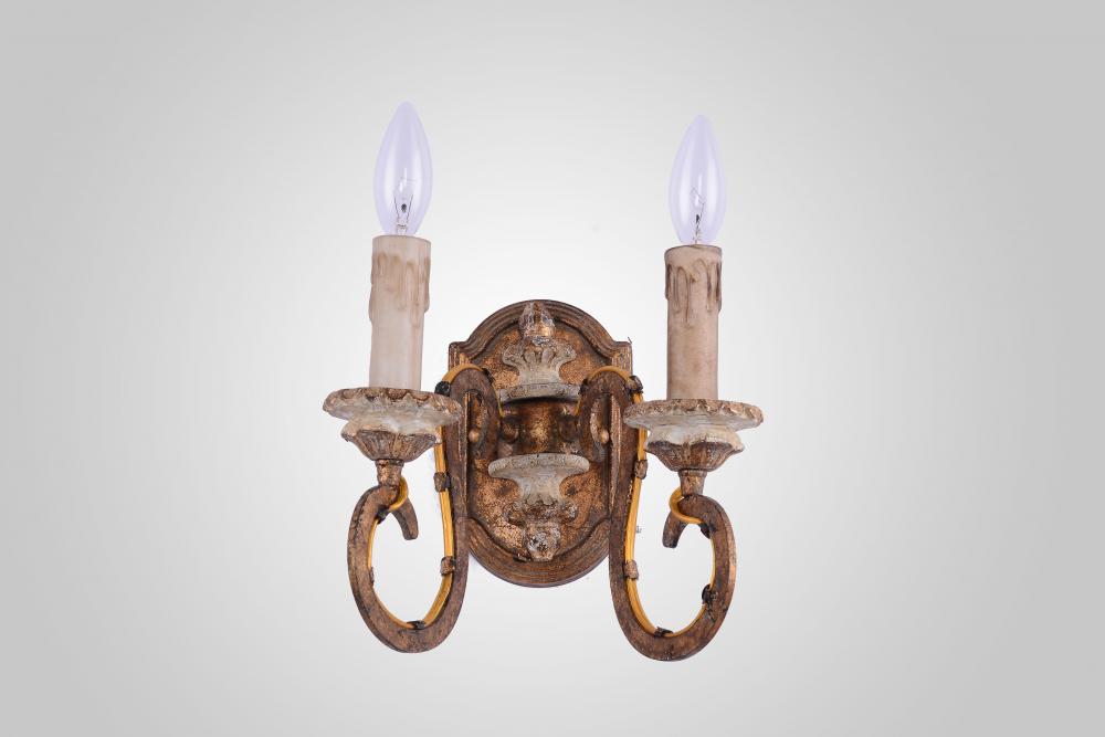 Milan Double Sconce w/ gold finish