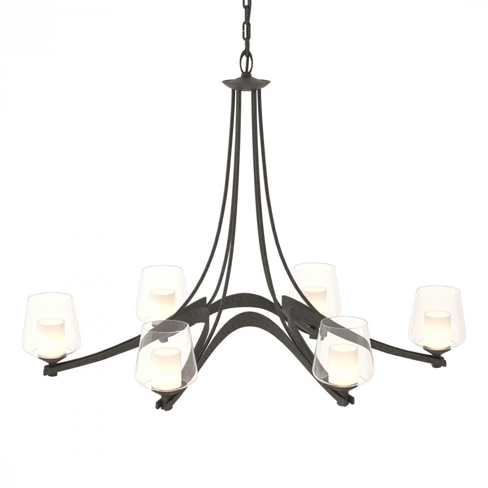 Oval Ribbon 6 Arm Chandelier