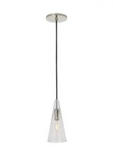 Visual Comfort & Co. Modern Collection SLPD281CN-L - Sean Lavin Selina 1-light dimmable small accent pendant with polished nickel finish and glass shade