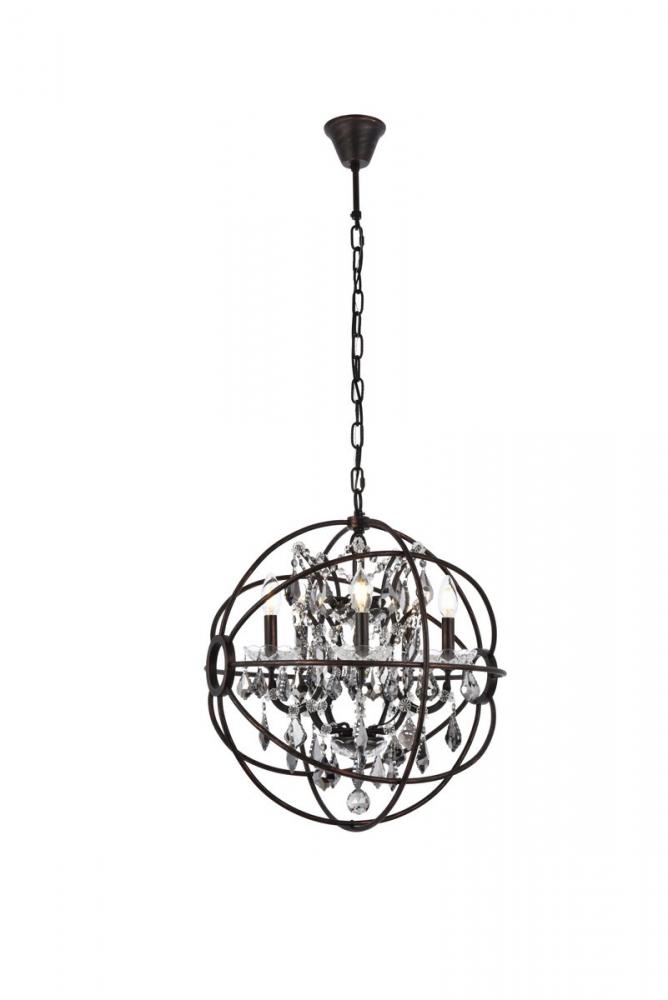 Geneva 5 Light Dark Bronze Pendant Silver Shade (Grey) Royal Cut Crystal