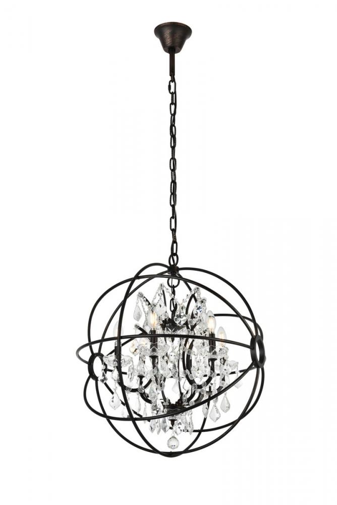 Geneva 6 Light Dark Bronze Chandelier Clear Royal Cut Crystal