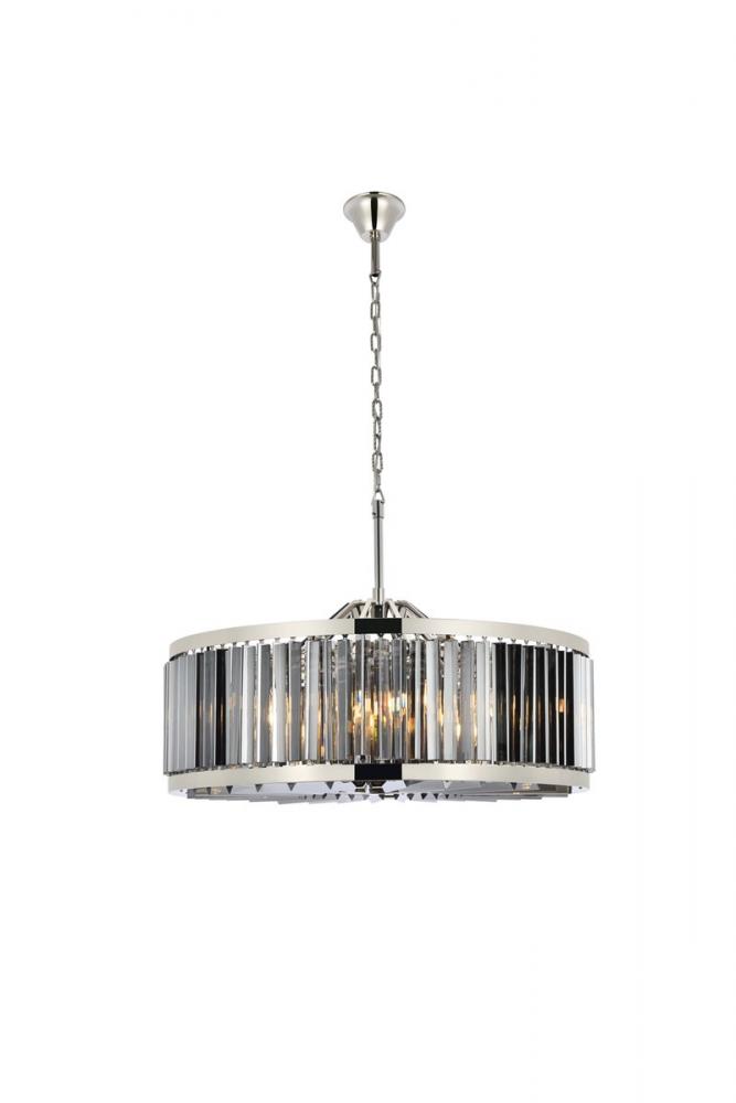 Chelsea 10 Light Polished Nickel Chandelier Silver Shade (Grey) Royal Cut Crystal