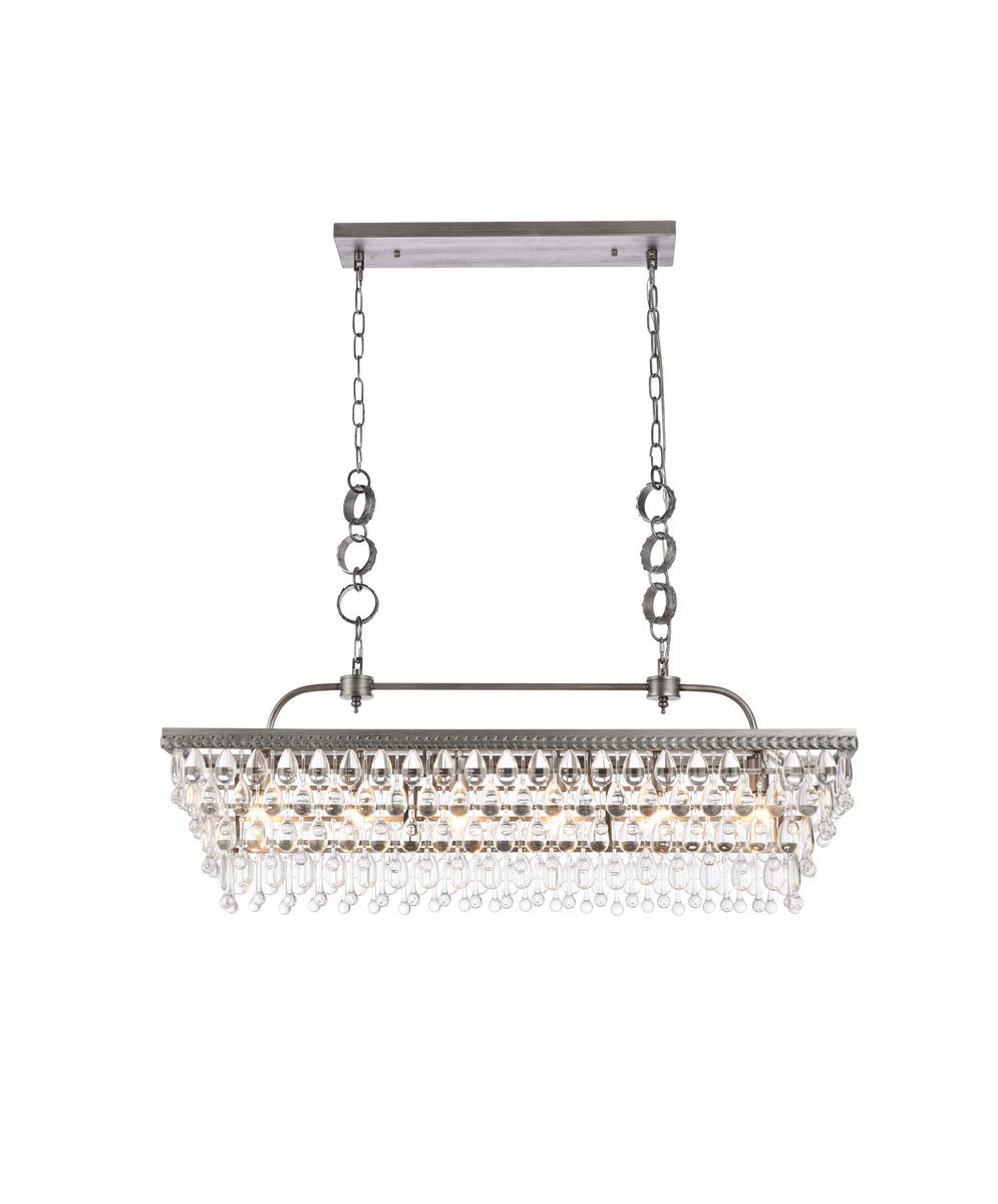 Nordic 40 Inch Rectangle Pendant in Antique Silver