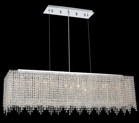 1391 Moda Collection Hanging FixtureL46in W9.5in H11in Lt:8 Chrome Finish (Royal Cut Crystals)