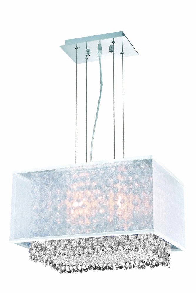 1691 Moda Collection Hanging Fixture w/ Silver Fabric Shade L17in W12.5in H11in Lt:2 Chrome Finish (