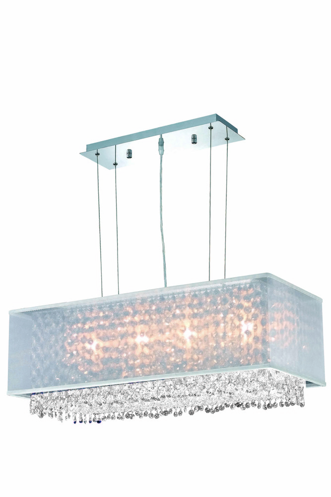 1691 Moda Collection Hanging Fixture w/ Silver Fabric Shade L29in W13in H11in Lt:4 Chrome Finish (Ro