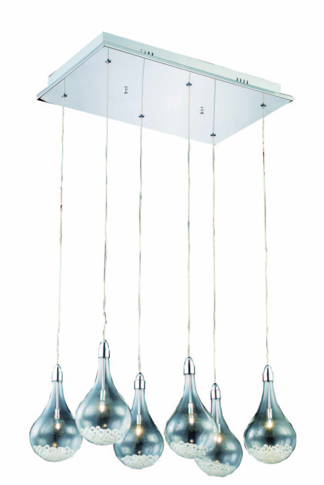 Edison Collection Chandelier L22in D13.5in H90in Lt:6 Chrome Finish (Royal Cut Crystals)