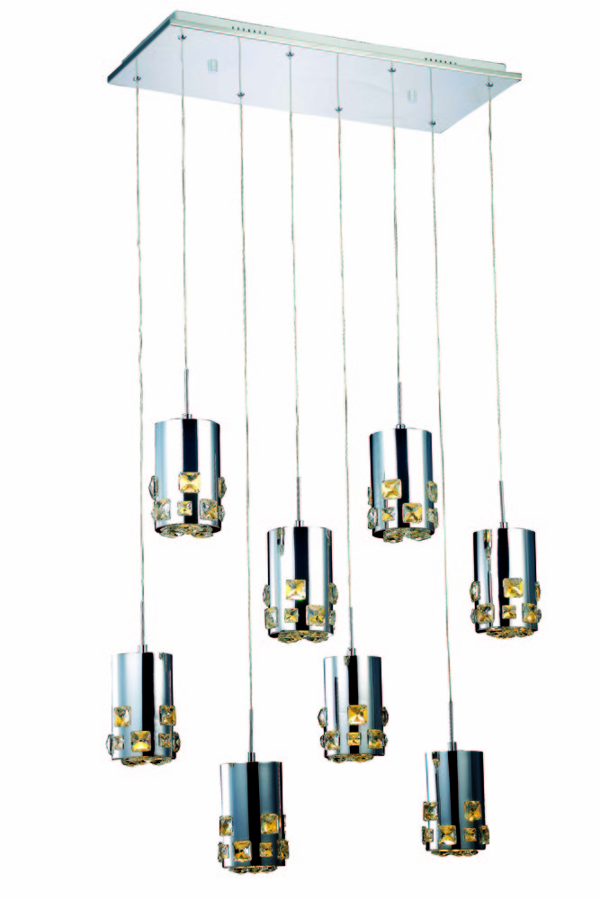 Broadway Collection Chandelier L27in D11in H90in Lt:8 Chrome Finish (Royal Cut Crysta