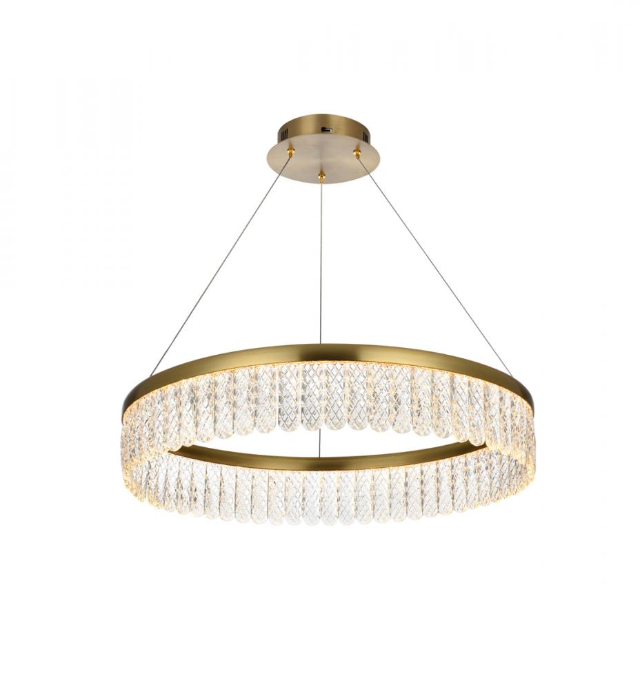 Rune 24 Inch Adjustable LED Chandelier in Satin Gold