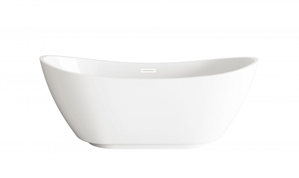 62 inch Soaking Bathtub in Glossy White with Polished White Trim