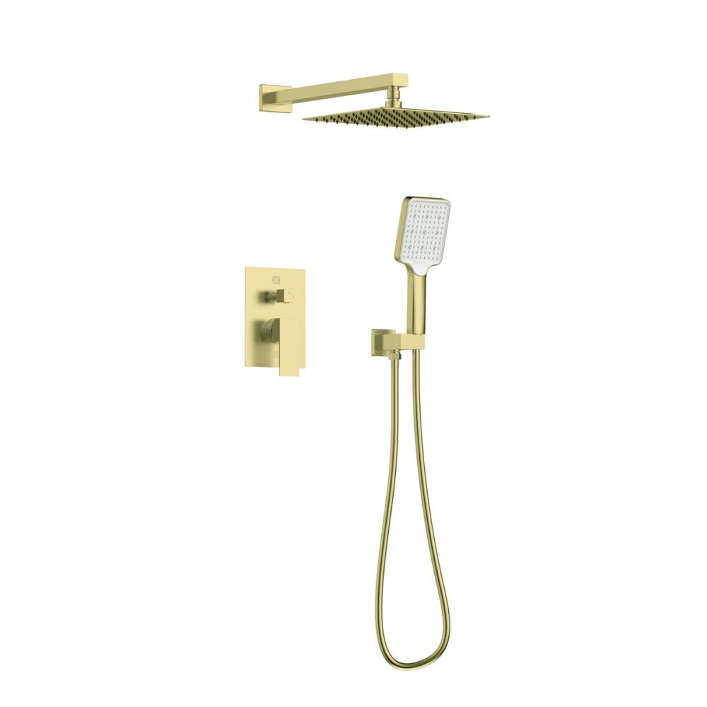 Petar Complete Shower Faucet System with Rough-in Valve in Brushed Gold
