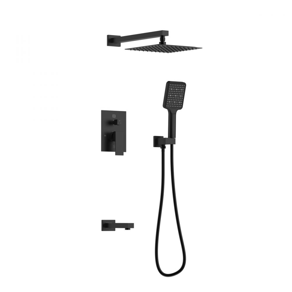 Petar Complete Shower and Tub Faucet with Rough-in Valve in Matte Black