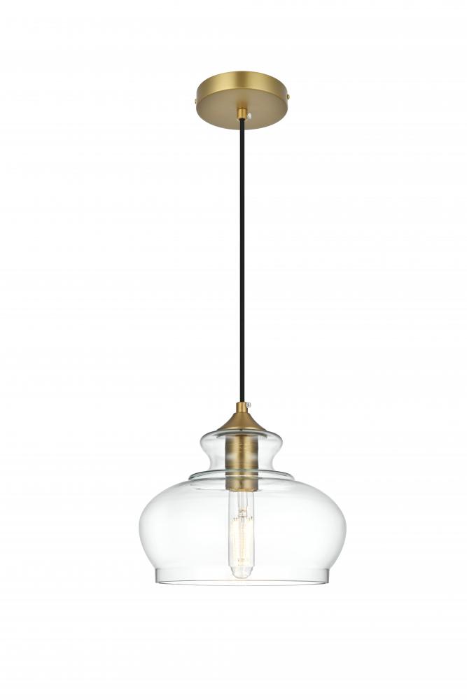 Destry 9.5 Inch Pendant Clear Shade in Satin Gold