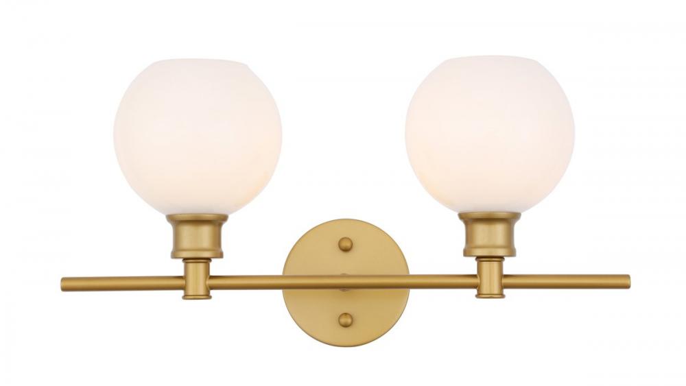 Collier 2 light Brass and Frosted white glass Wall sconce