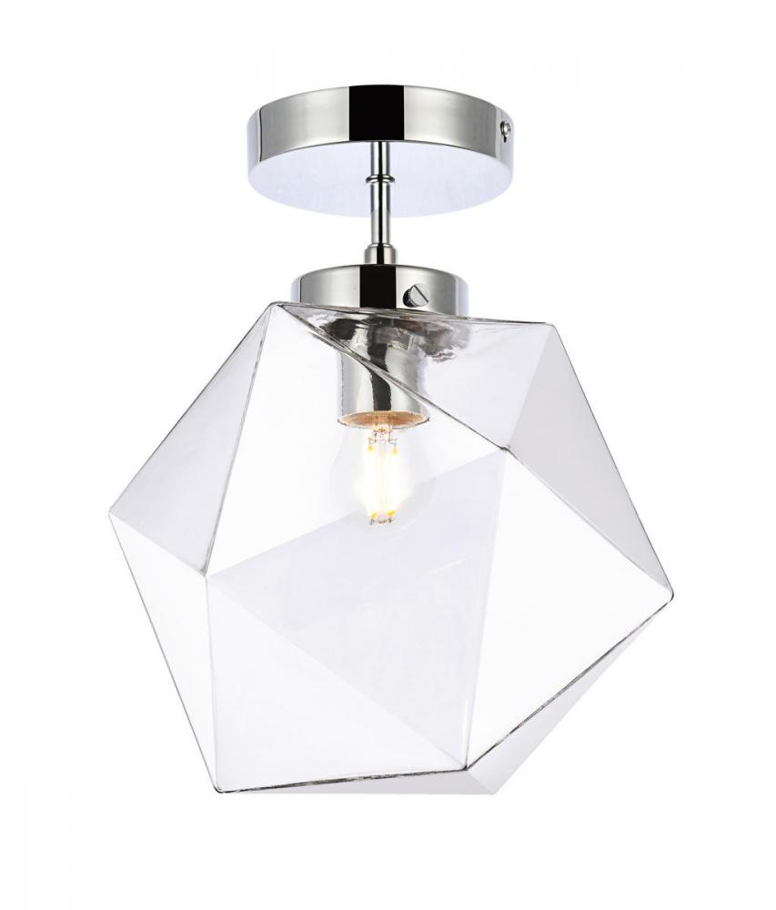 Lawrence 1 Light Chrome and Clear Glass Flush Mount