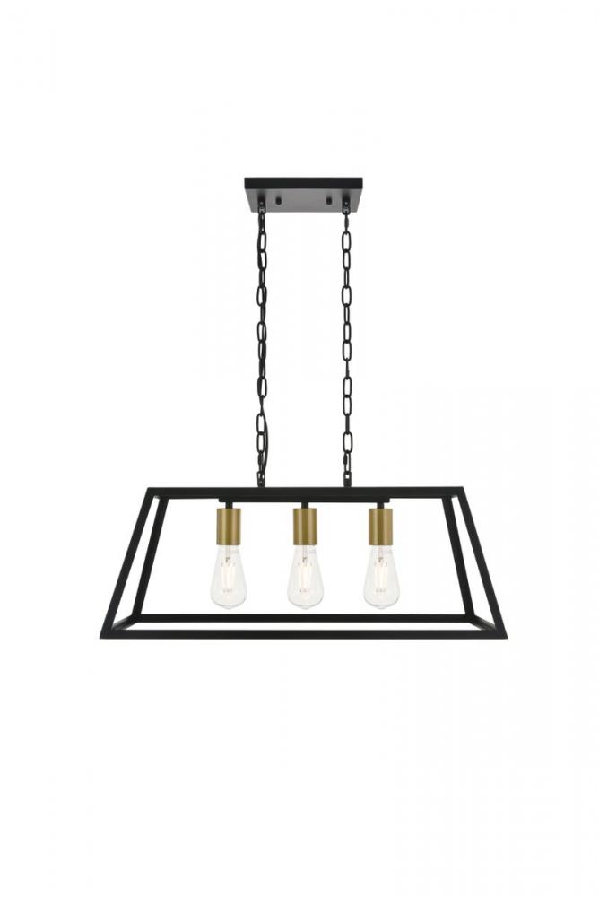 Resolute 3 Light Brass and Black Pendant