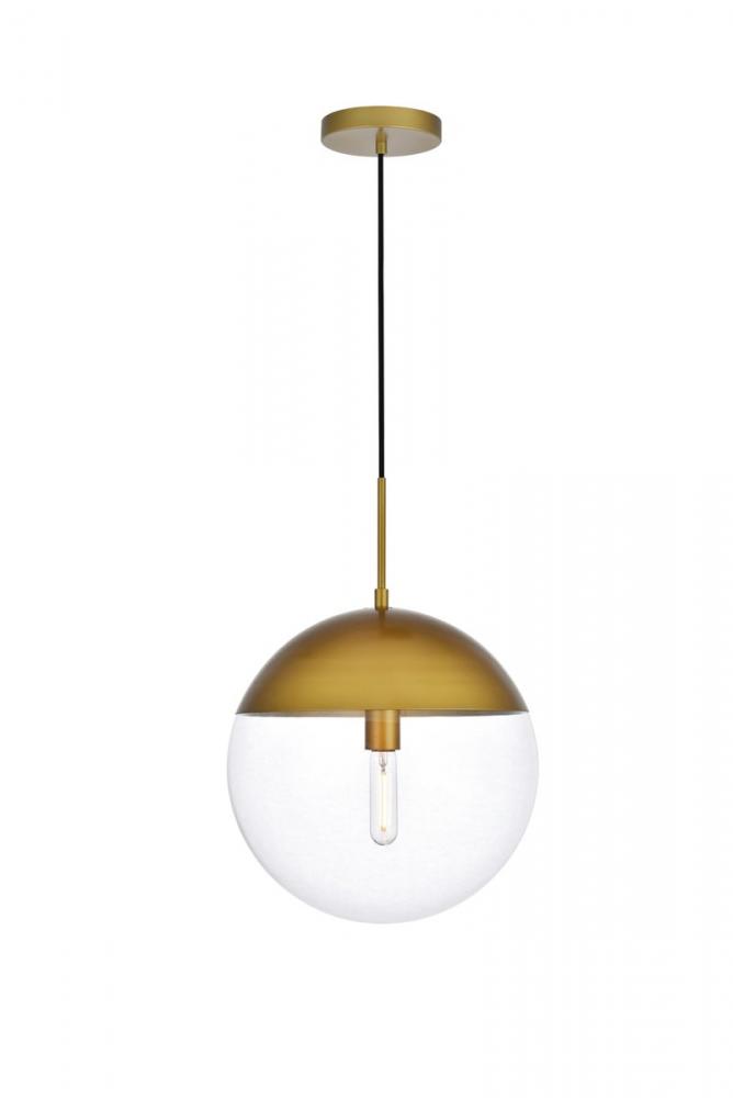 Eclipse 1 Light Brass Pendant with Clear Glass