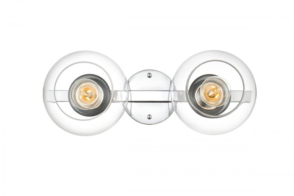 Rogelio 2 Light Chrome and Clear Bath Sconce