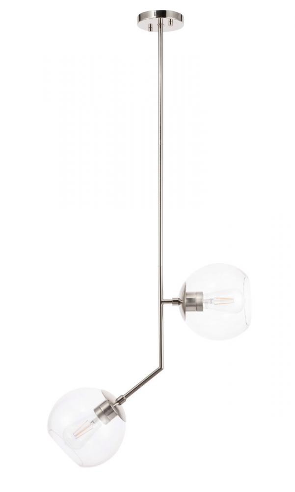 Ryland 2 Light Chrome and Clear Glass Pendant