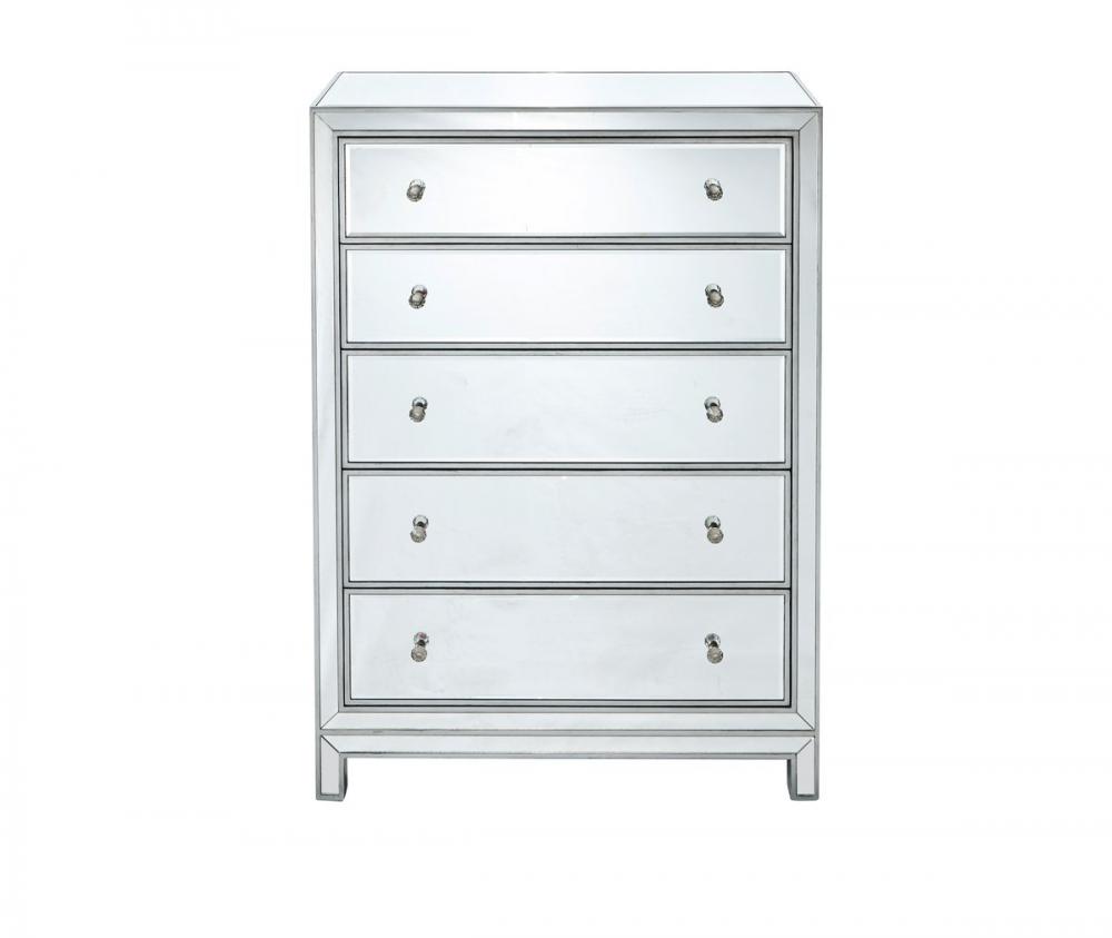 Chest 5 Drawers 34in. Wx16in. Dx48in. H in Antique Silver Paint
