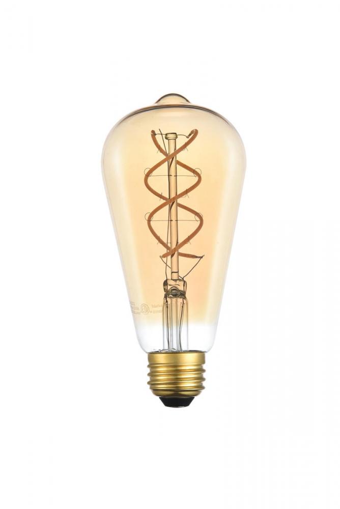 LED Decorative helix vertical 2000K nostalgic filament 6 watts 300 lumens amber tint ST18 LT bulb