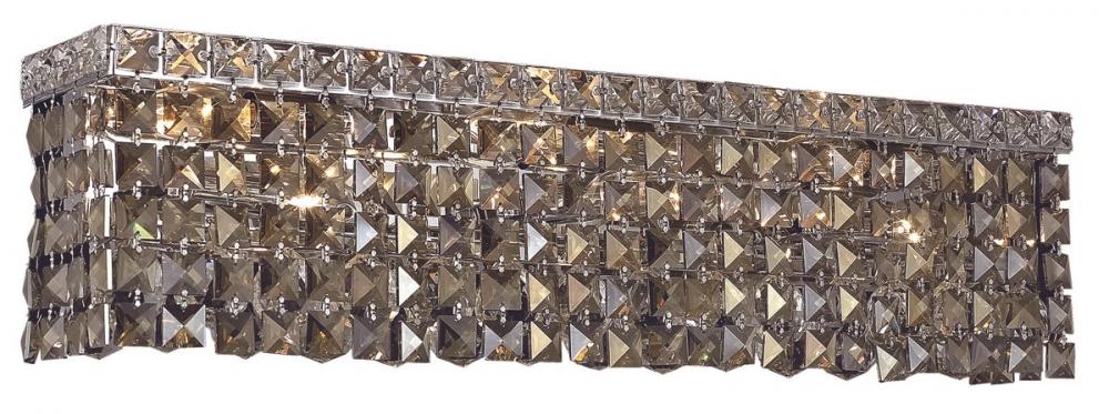 MaxIme 6 Light Chrome Wall Sconce Golden Teak (Smoky) Royal Cut Crystal