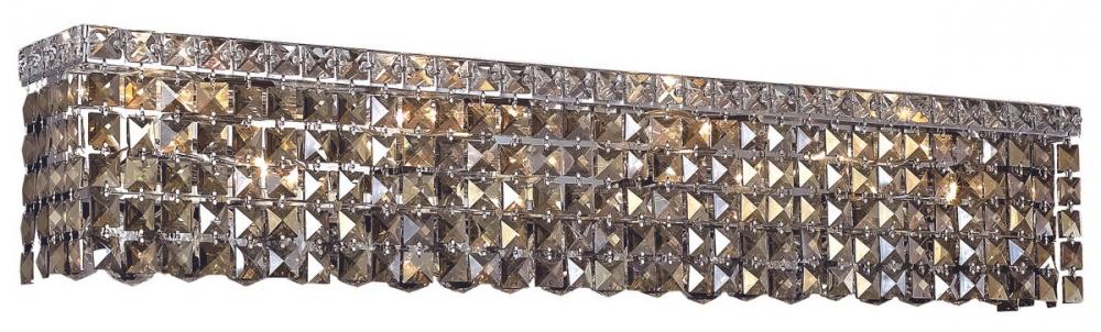 MaxIme 8 Light Chrome Wall Sconce Golden Teak (Smoky) Royal Cut Crystal