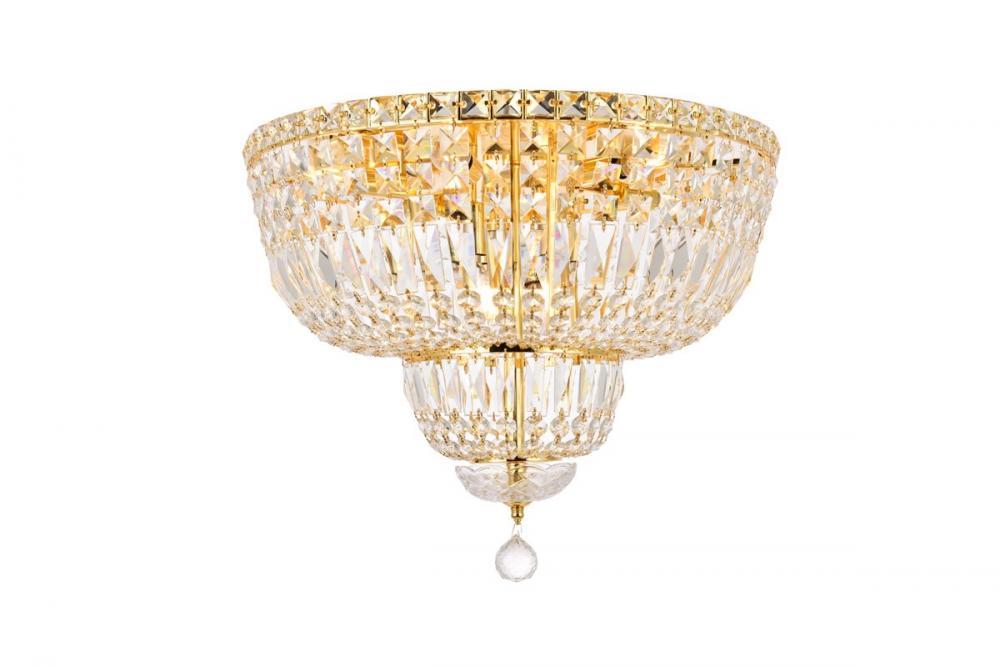 Tranquil 10 Light Gold Flush Mount Clear Royal Cut Crystal