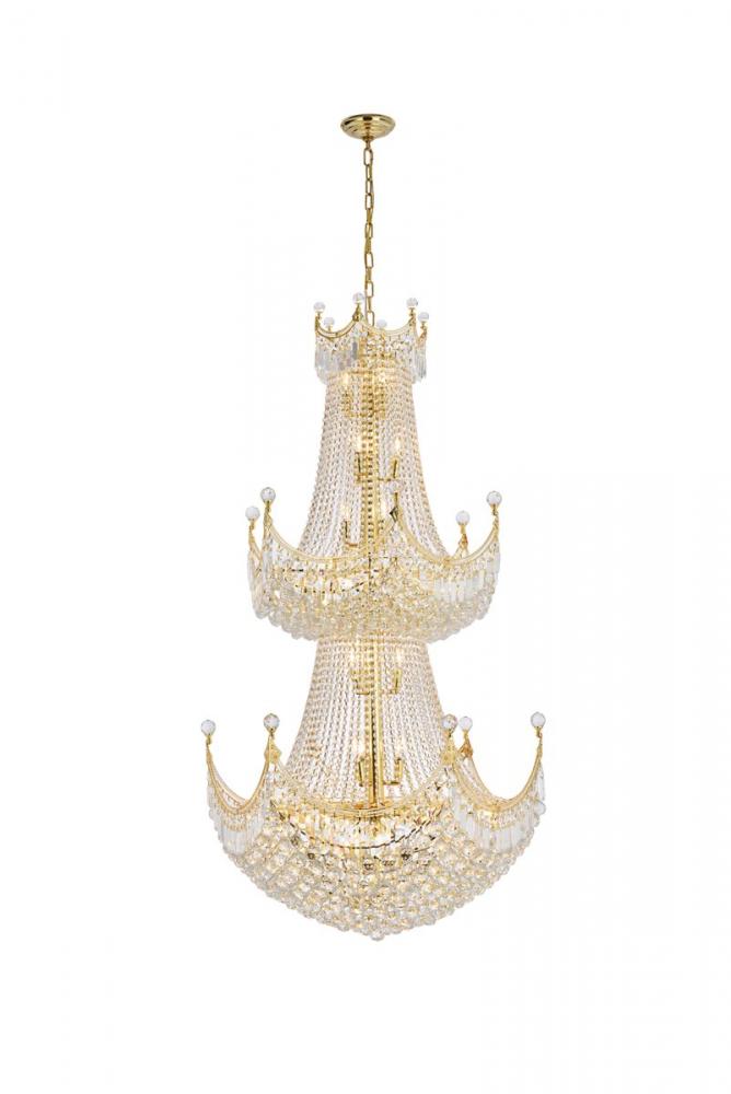 Corona 36 Light Gold Chandelier Clear Royal Cut Crystal