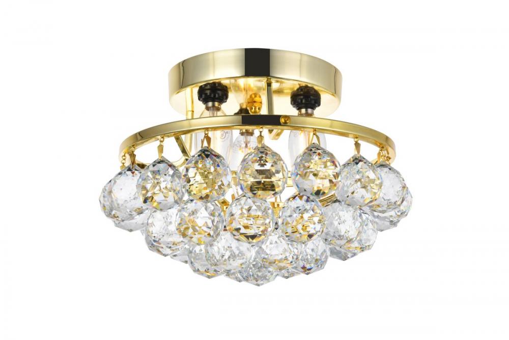 Corona 3 Light Chrome Flush Mount Clear Royal Cut Crystal