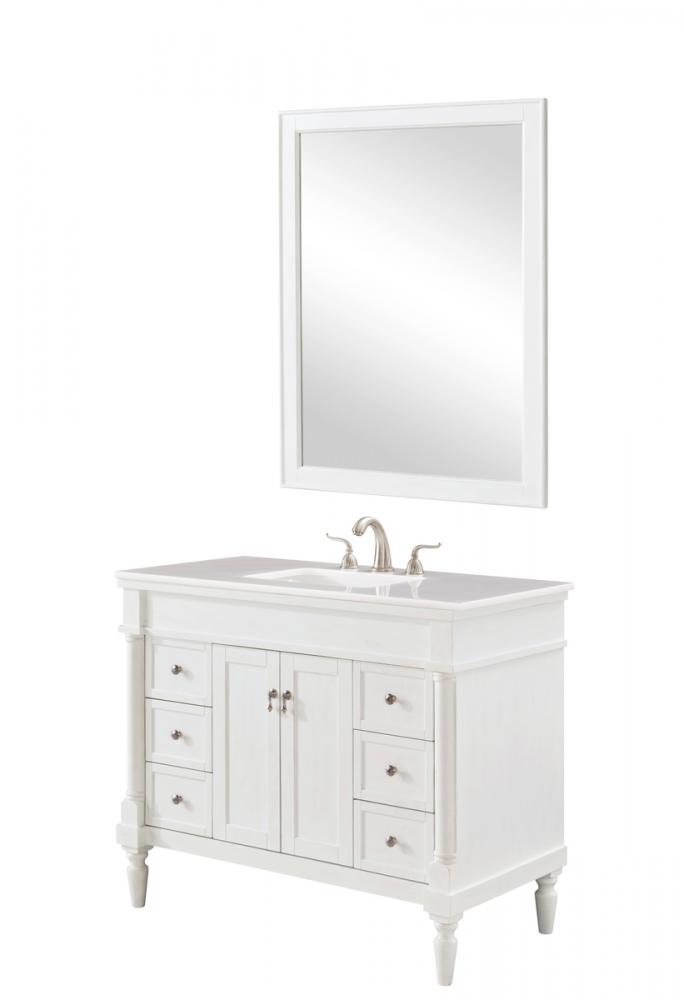 42 In. Single Bathroom Vanity Set in Antique White