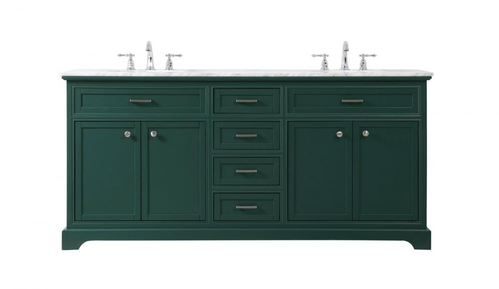 72 Inch Double Bathroom Vanity in Green