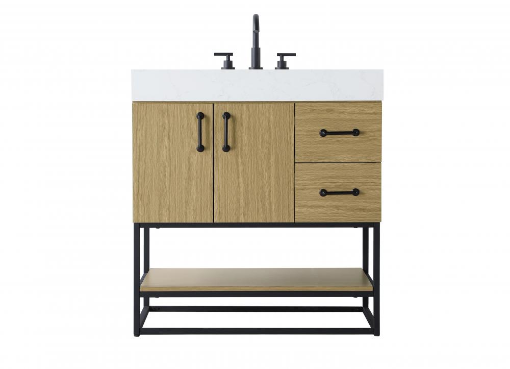 32 inch Single Bathroom Vanity in  Honey Brown