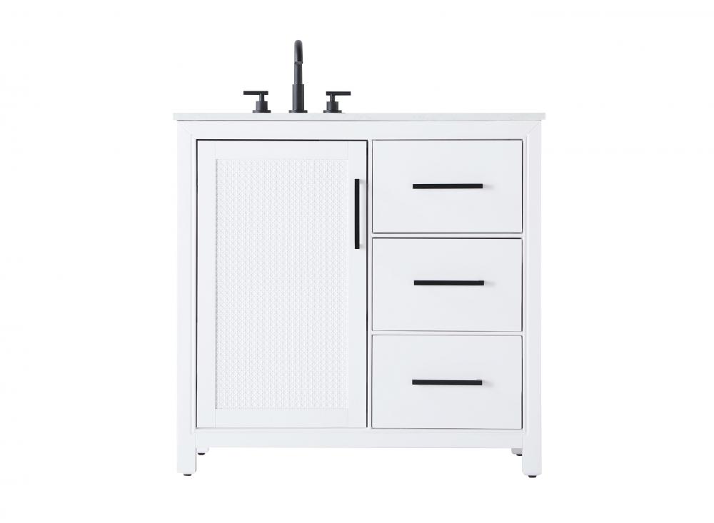 36 Inch Single Bathroom Vanity In White