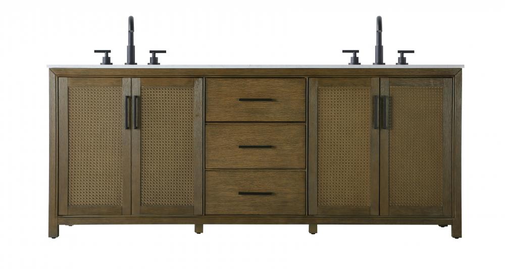 84 Inch Double Bathroom Vanity In Hazel Oak