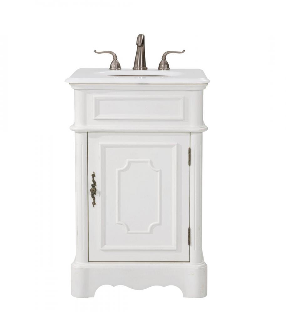 21 Inch Single Bathroom Vanity in Antique White with Ivory White Engineered Marble