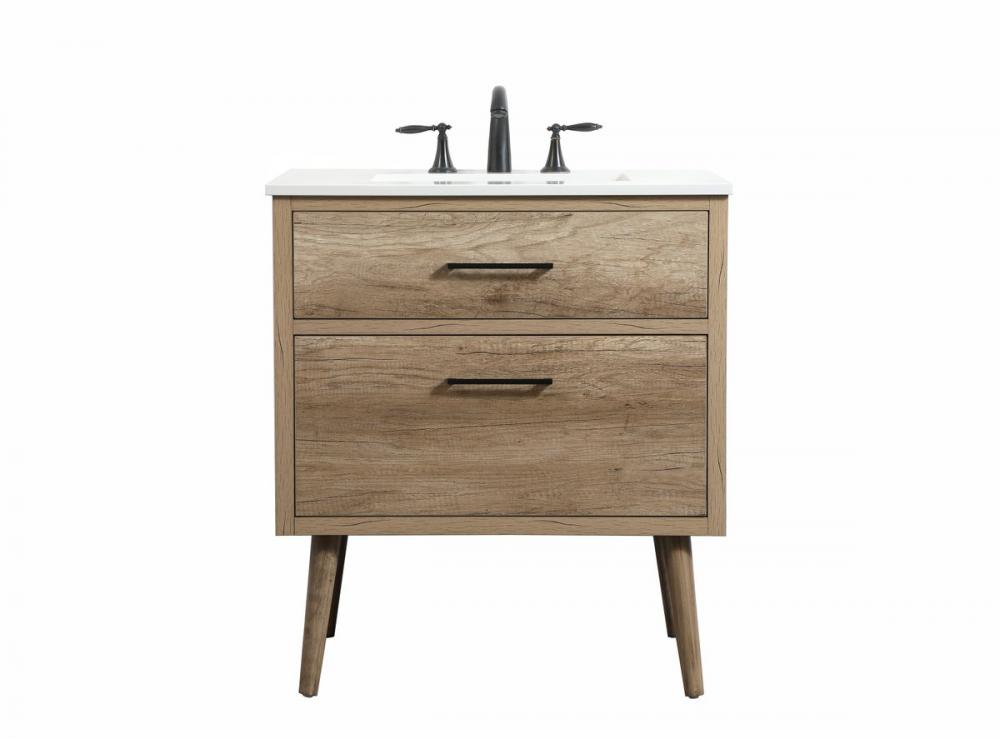 30 inch Single bathroom vanity in natural oak