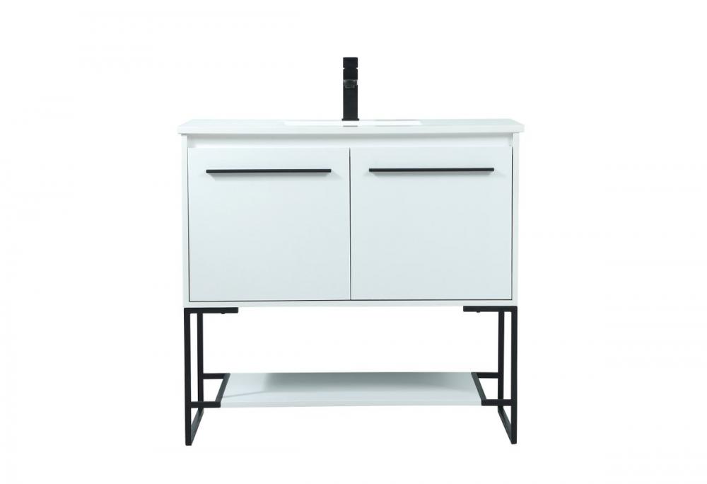 36 Inch Single Bathroom Vanity in White