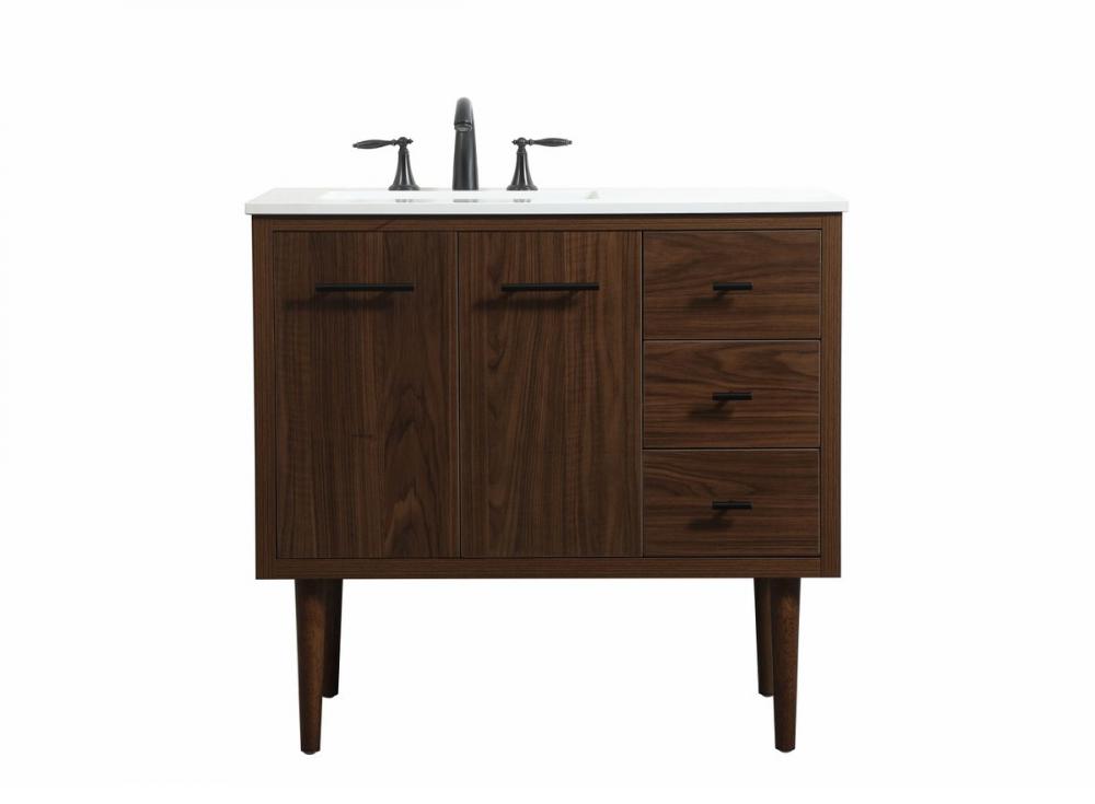 36 Inch Single Bathroom Vanity in Walnut