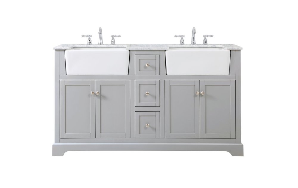 60 Inch Double Bathroom Vanity in Grey