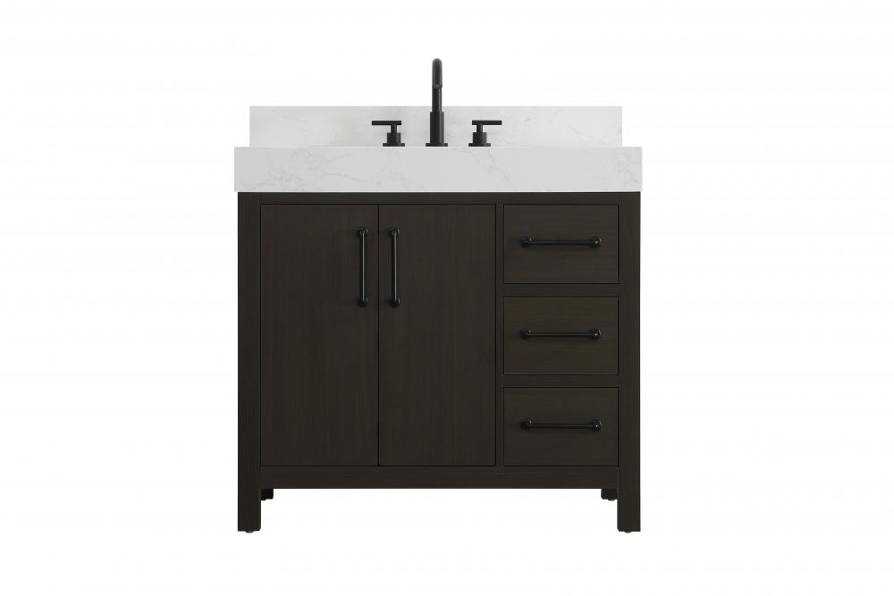 36 inch Single Bathroom Vanity In Mocha Brown with backsplash