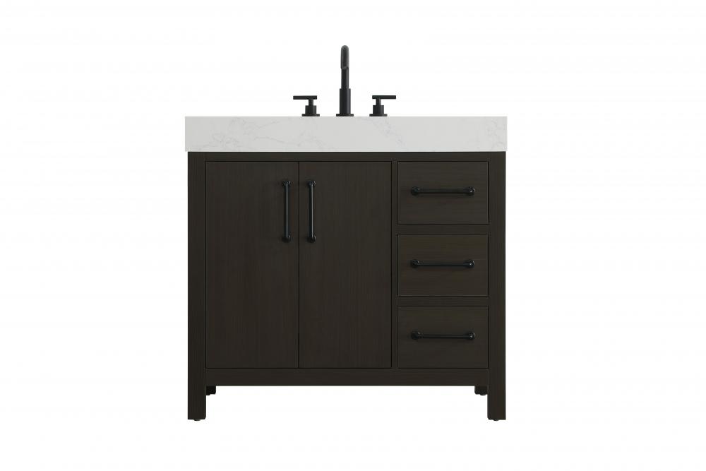 36 inch Single Bathroom Vanity In Mocha Brown