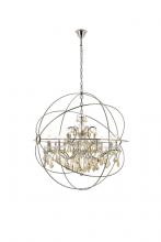 Elegant 1130G43PN-GT/RC - Geneva 18 Light Polished Nickel Chandelier Golden Teak (Smoky) Royal Cut Crystal