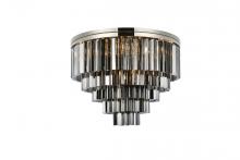 Elegant 1201F32PN-SS/RC - Sydney 17 Light Polished Nickel Flush Mount Silver Shade (Grey) Royal Cut Crystal