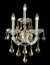 Elegant 2801W3C-GT/RC - Maria Theresa 3 Light Chrome Wall Sconce Golden Teak (Smoky) Royal Cut Crystal